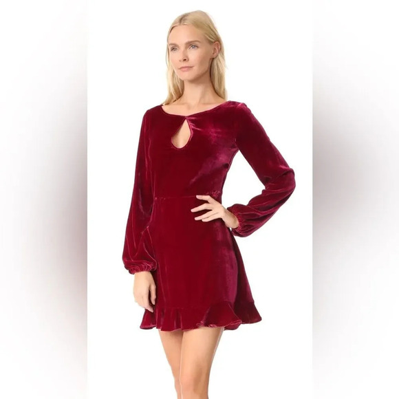 FOR LOVE‎ AND LEMONS Velvet Mini Dress in Raspberry - Picture 1 of 10